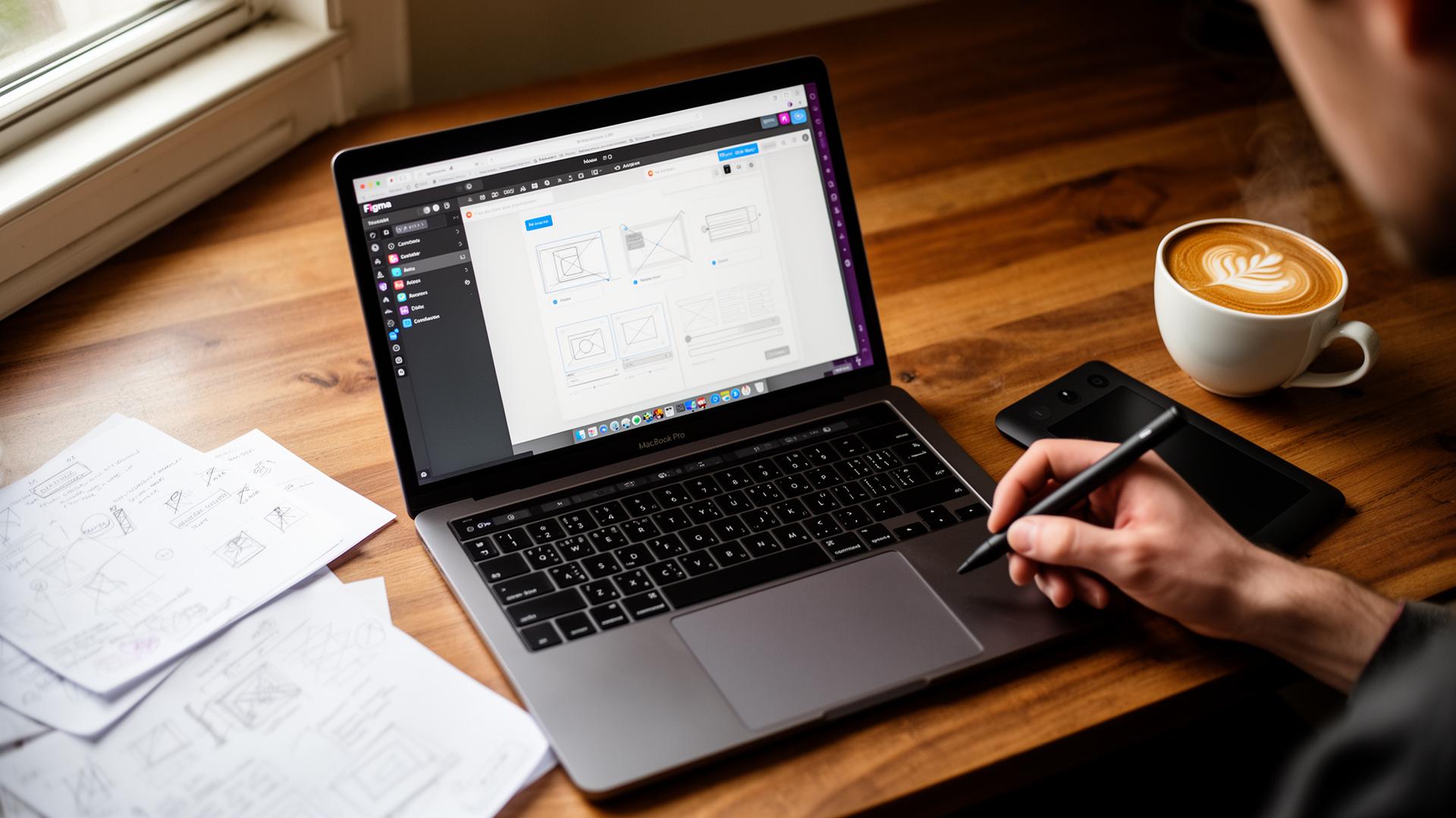 Designer am MacBook in Figma